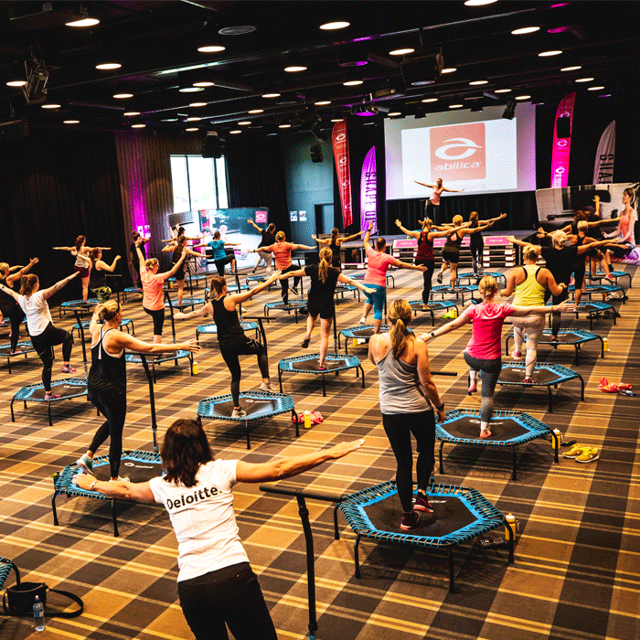 Fitness trampoline i bruk