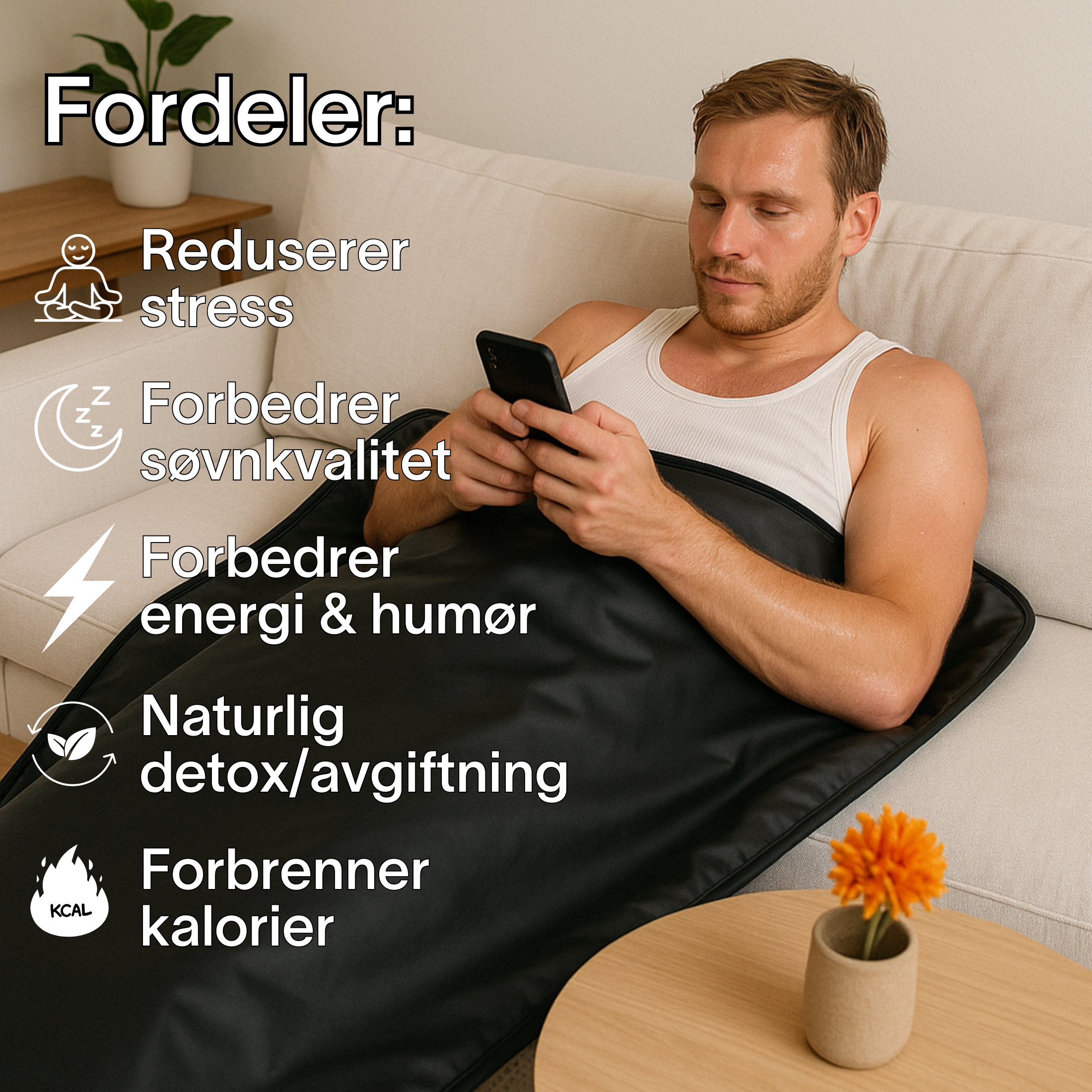 Infrar&oslash;dt Saunateppe i bruk