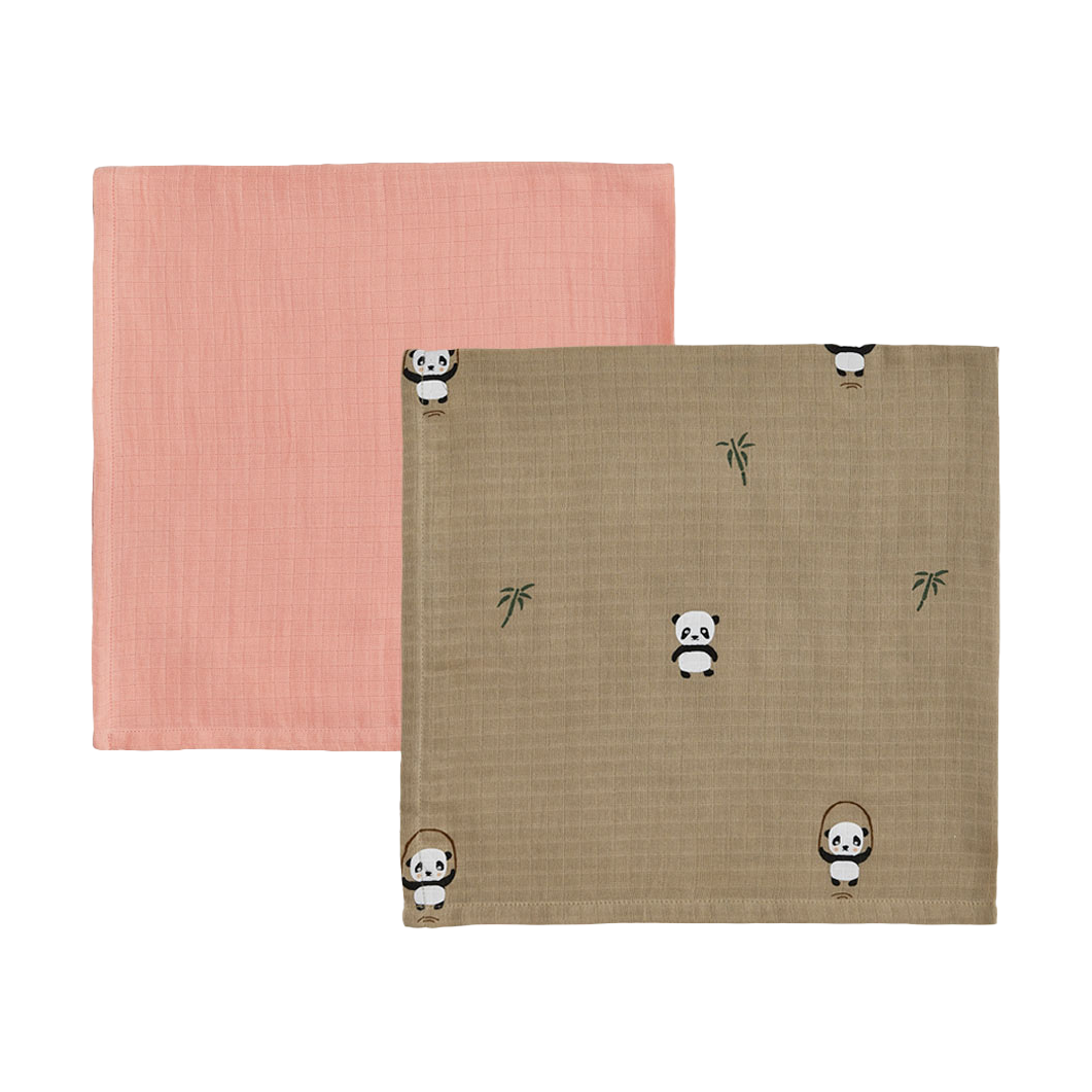 OYOY Panda babyteppe 2-pk khaki-rose